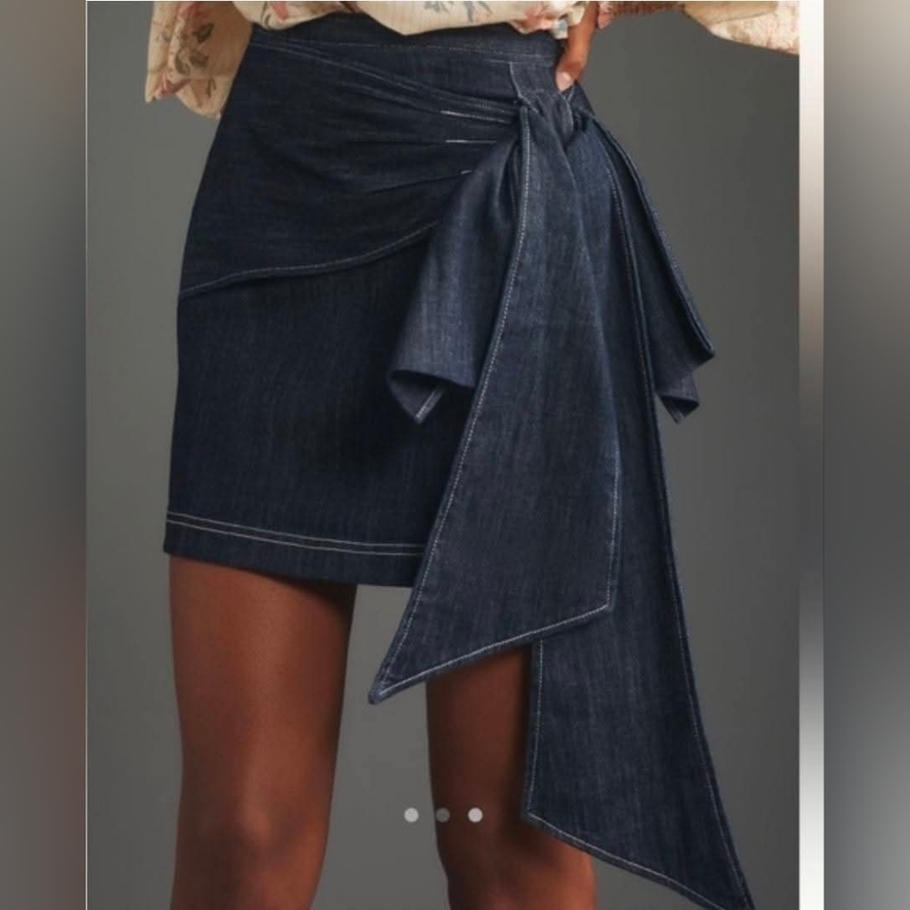 NWT ANTHROPOLOGIE PILCRO Denim Bow Mini Skirt